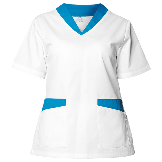 Дамска медицинска туника FABIANA WHITE/BLUE — bultex99.myshopify.com Дамска медицинска туника FABIANA WHITE/BLUE