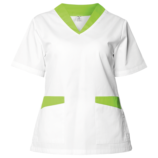 Дамска медицинска туника FABIANA WHITE/LIGHT GREEN — bultex99.myshopify.com Дамска медицинска туника FABIANA WHITE/LIGHT GREEN