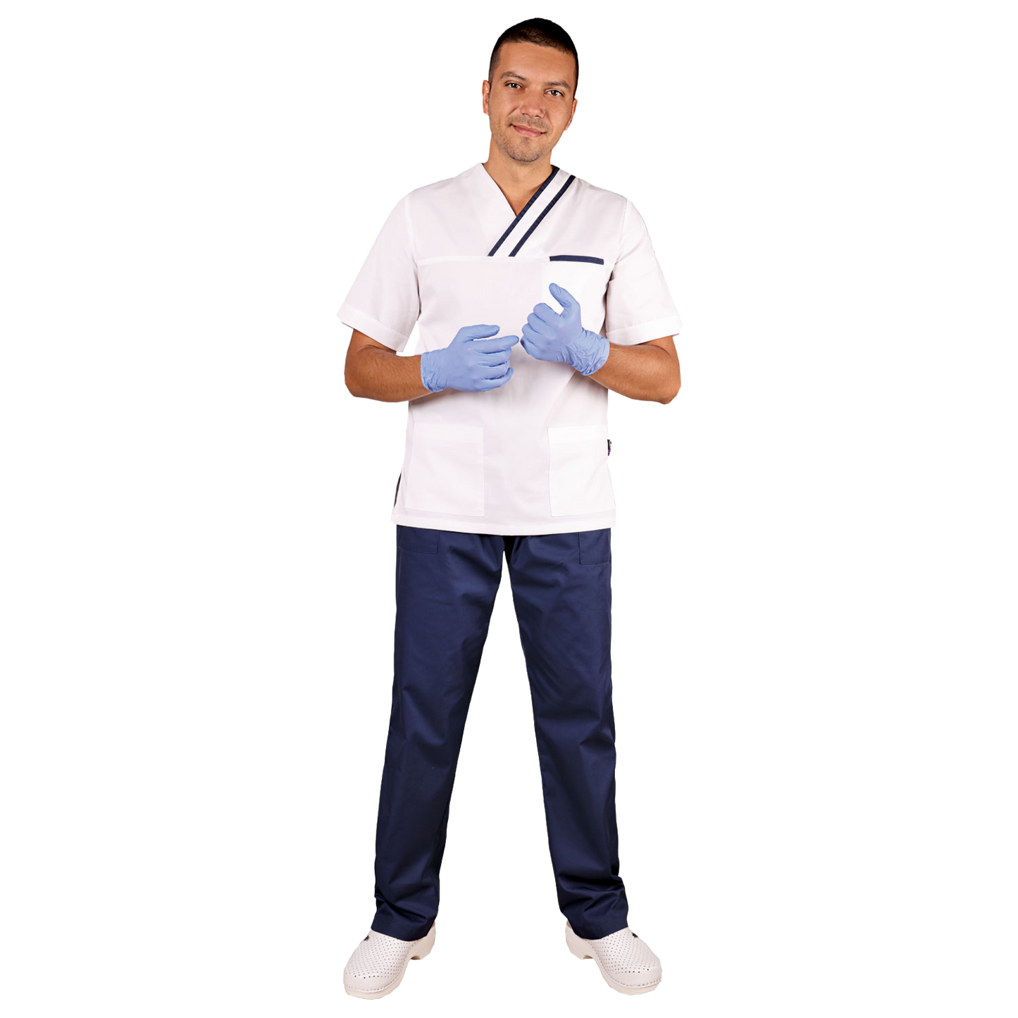 Tunică medicală pentru bărbați OLIVER ALB/ALBASTRU MARIN - 2 — bultex99.myshopify.com Tunică medicală pentru bărbați OLIVER ALB/ALBASTRU MARIN - 2