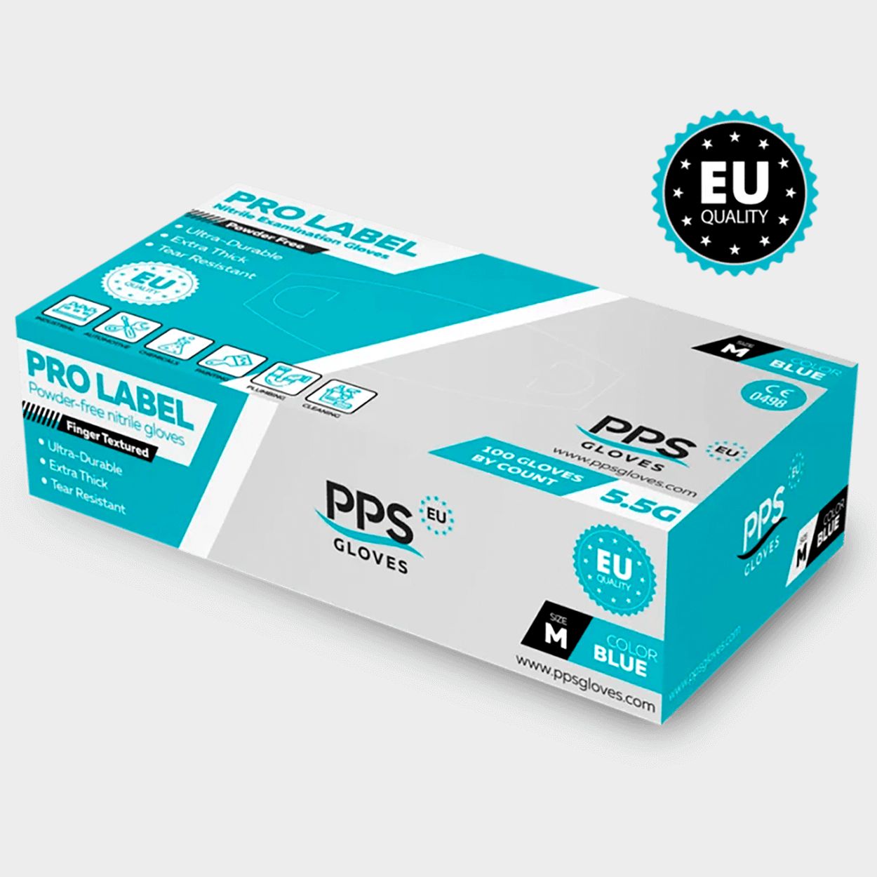 Γάντια νιτριλίου μιας χρήσης PPS NITRILE BLUE PF 5.5G - 3