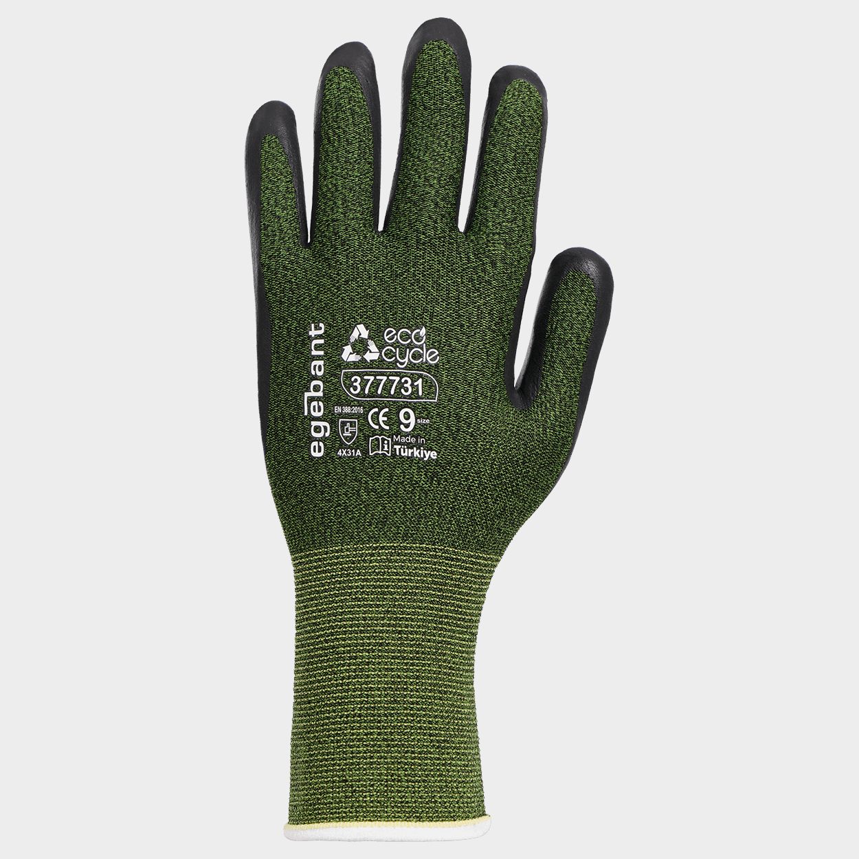 Eco-tricot gloves dipped in nitrile EGEBANT ECOCYCLE GREEN - 1