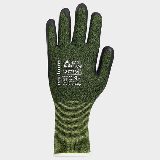 Eco-tricot gloves dipped in nitrile EGEBANT ECOCYCLE GREEN - 1
