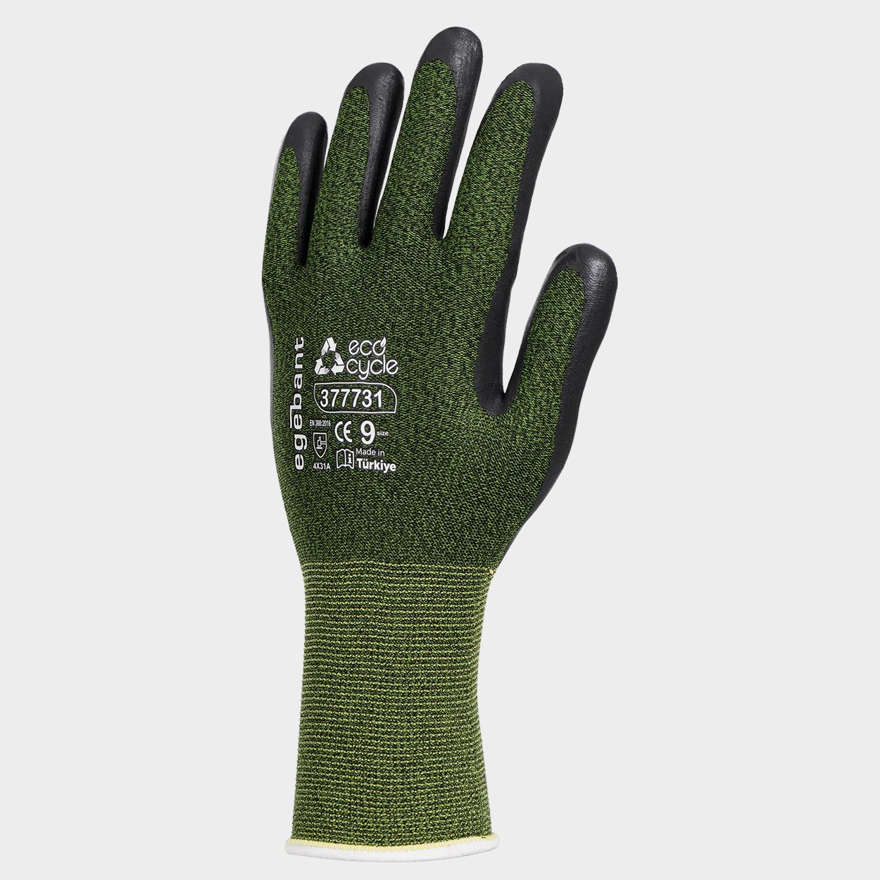 Eco-tricot gloves dipped in nitrile EGEBANT ECOCYCLE GREEN - 2