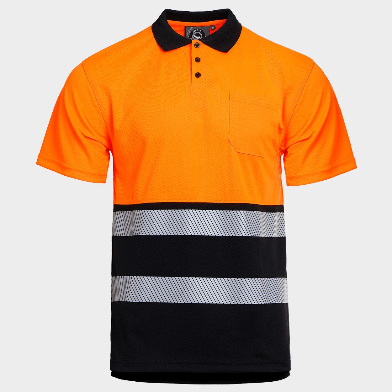 High visibility polo t-shirt PRISMA HV ORANGE/BLACK - 1
