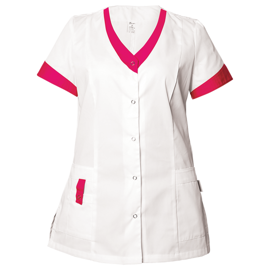 Lady's medical tunic ALEGRA WHITE/DARK PINK