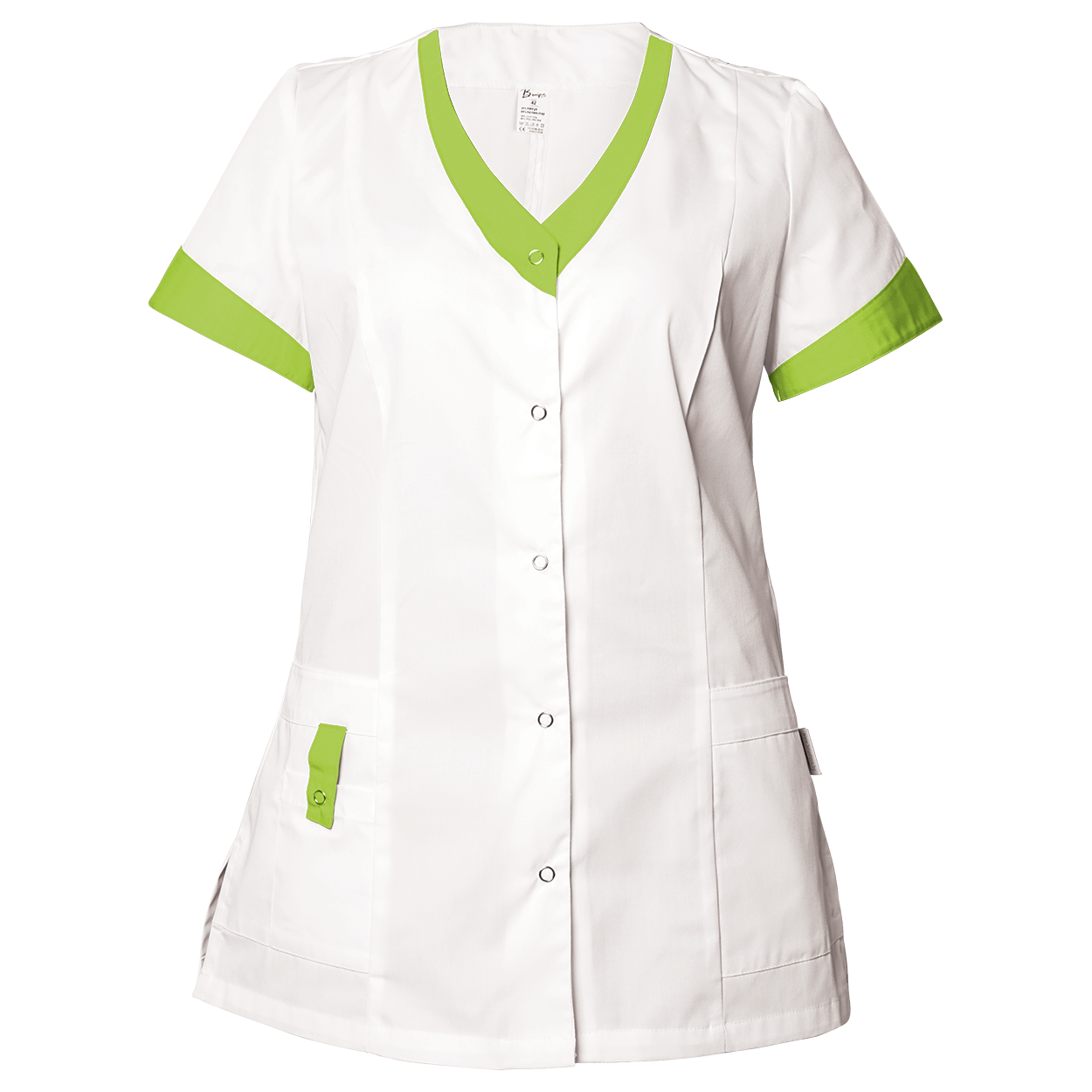 Lady's medical tunic ALEGRA WHITE/LIGHT GREEN