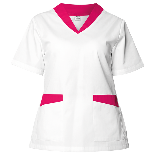 Lady's medical tunic FABIANA WHITE/DARK PINK