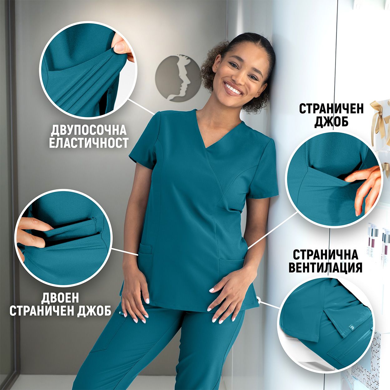Lady's medical tunic NOBBY PETROL - 3