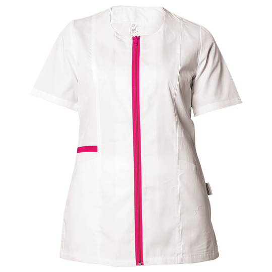 Lady's medical tunic ZAIRA WHITE/DARK PINK