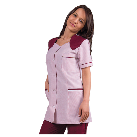 Lady's work tunic X10 BORDEAUX STRIPE