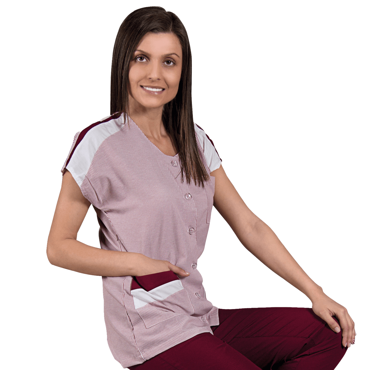 Lady's work tunic ZEBRA BORDEAUX - 1