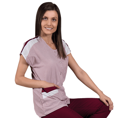 Lady's work tunic ZEBRA BORDEAUX - 1