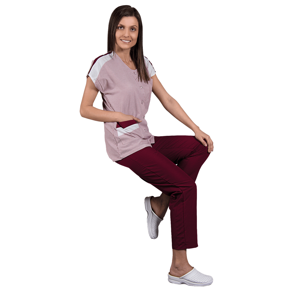 Lady's work tunic ZEBRA BORDEAUX - 2