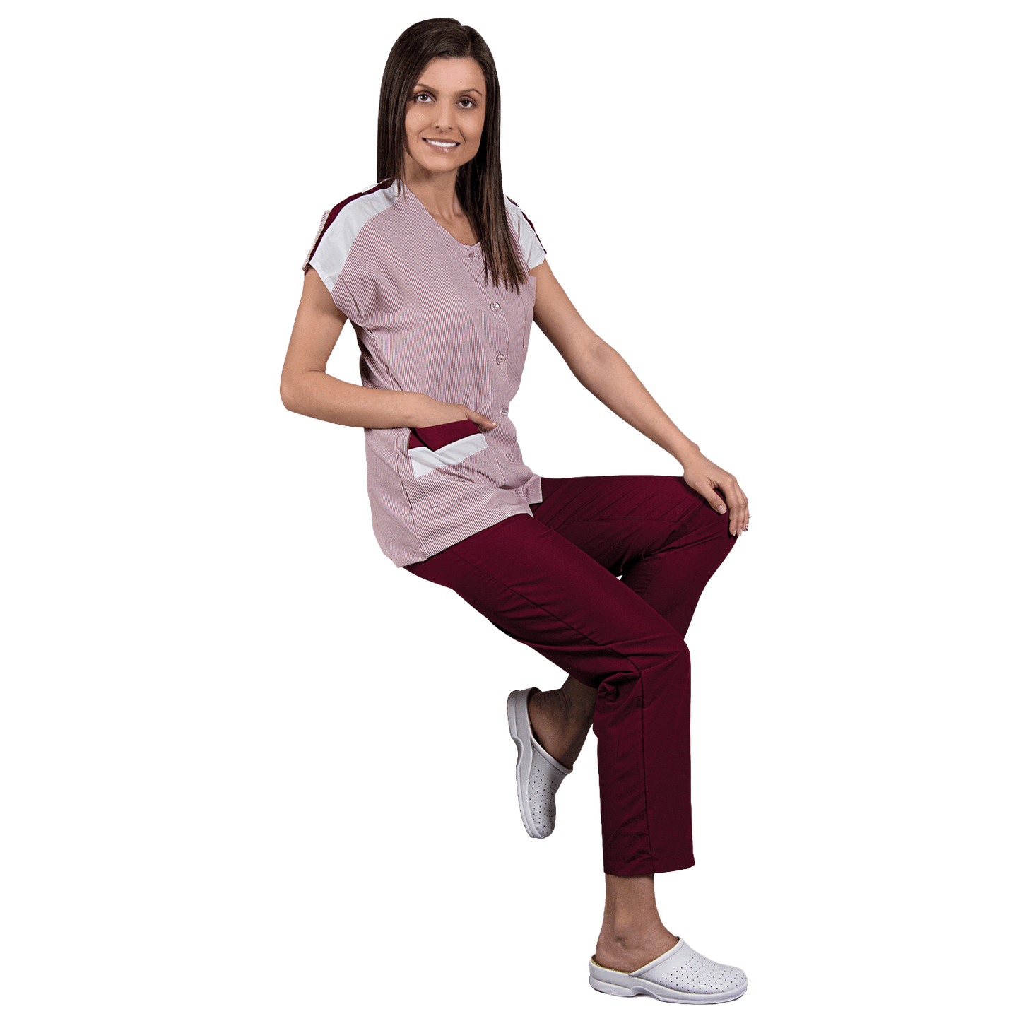 Lady's work tunic ZEBRA BORDEAUX - 2