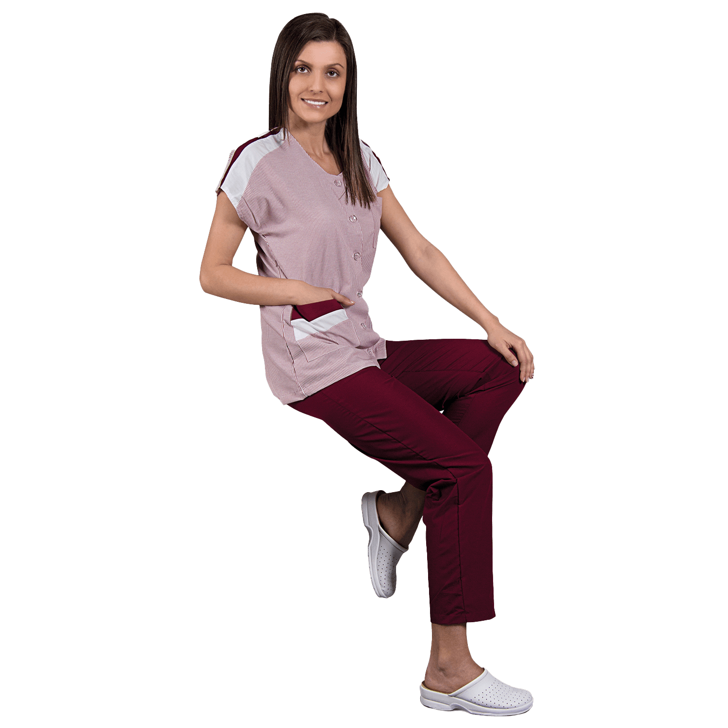 Lady's work tunic ZEBRA BORDEAUX - 2