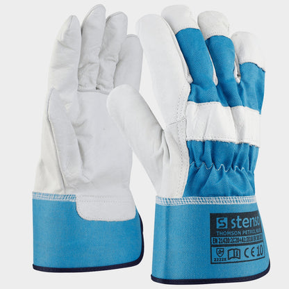 Leather and textile gloves THOMSON PETROL BLUE - 1