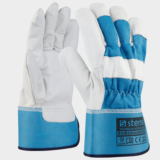 Leather and textile gloves THOMSON PETROL BLUE - 1