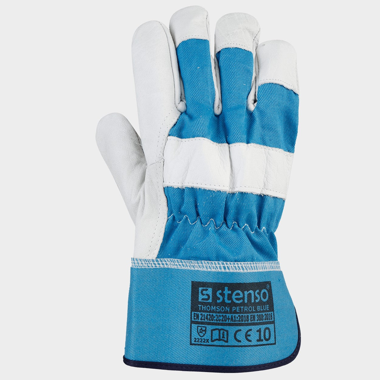 Leather and textile gloves THOMSON PETROL BLUE - 2