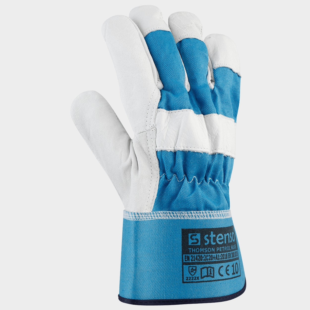Leather and textile gloves THOMSON PETROL BLUE - 4