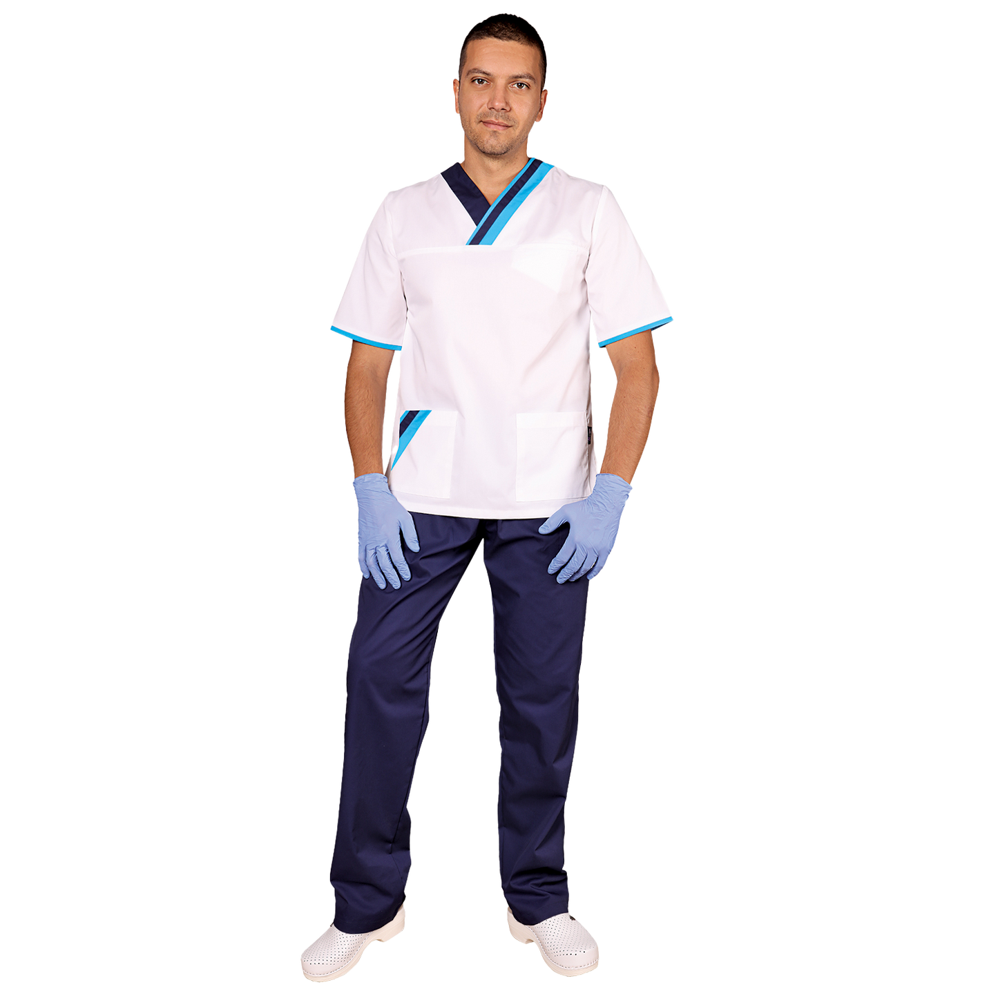 Tunică medicală MARCEL ALB/ALBASTRU - 2