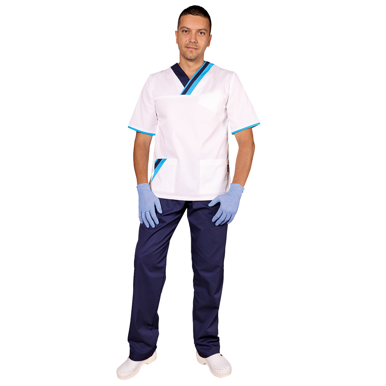 Tunică medicală MARCEL ALB/ALBASTRU - 2