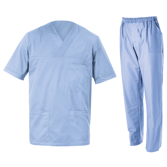 Tunică medicală cu pantaloni M3 ALBASTRU DESCHIS - 1