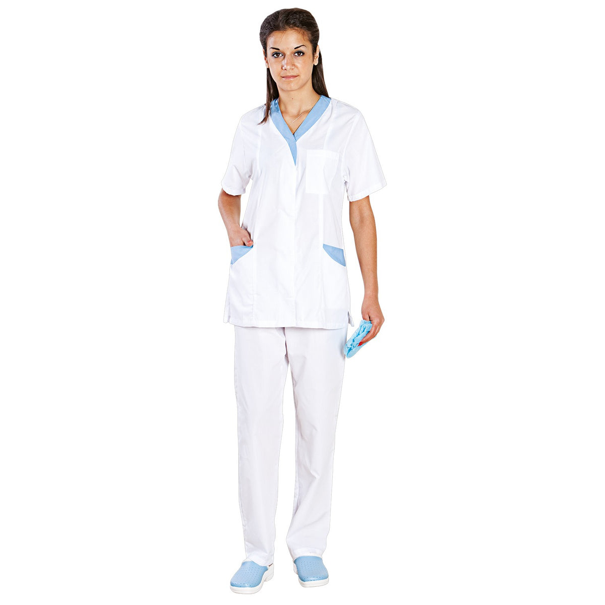 Медицински туника с панталон M33 WHITE/BLUE