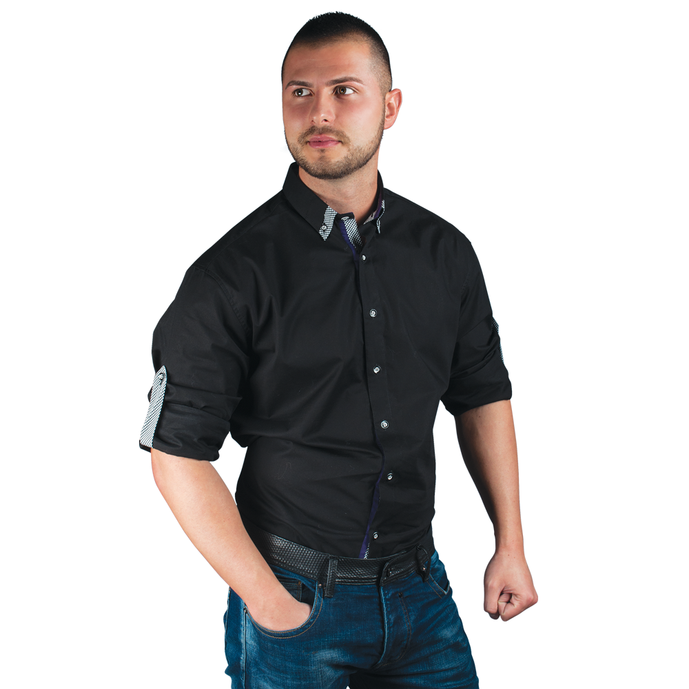 Men's long sleeve shirt ALBERTO BLACK