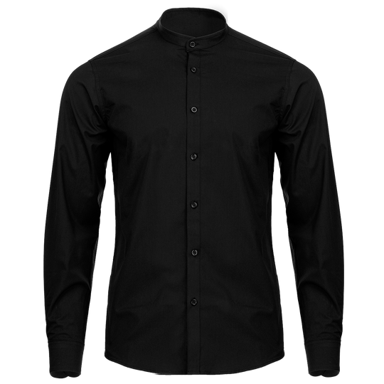 Men's mandarin collar shirt VELILLA BLACK - 1