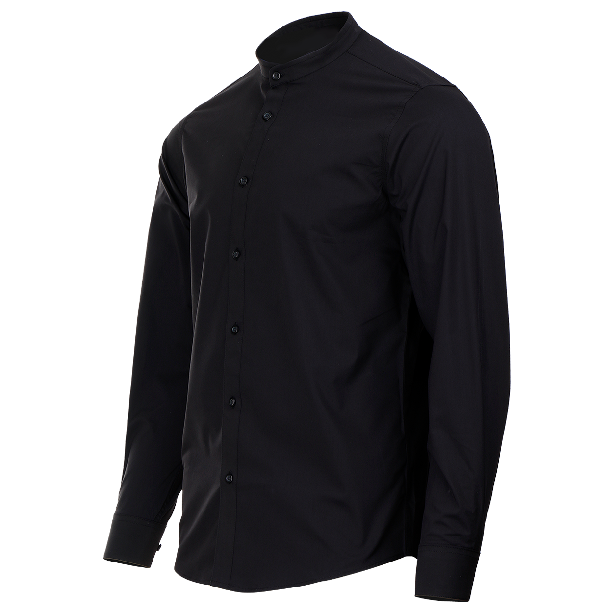 Men's mandarin collar shirt VELILLA BLACK - 3