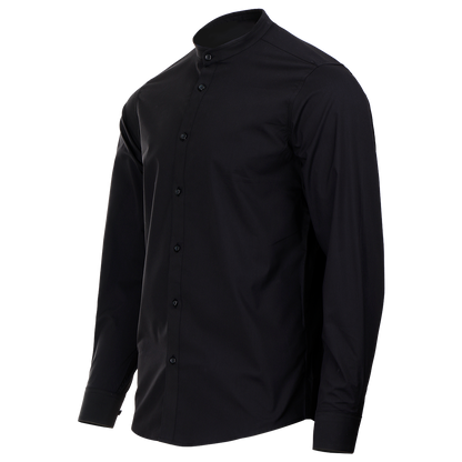 Men's mandarin collar shirt VELILLA BLACK - 3