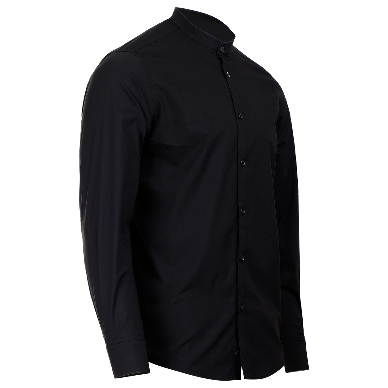 Men's mandarin collar shirt VELILLA BLACK - 4
