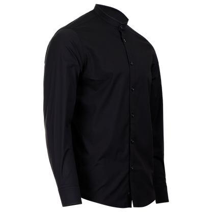 Men's mandarin collar shirt VELILLA BLACK - 4
