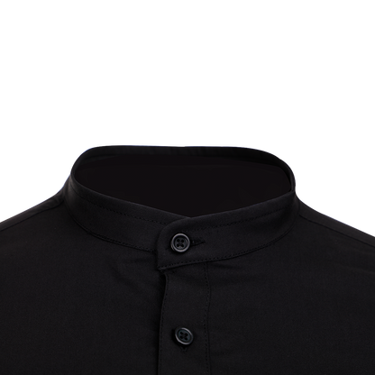 Men's mandarin collar shirt VELILLA BLACK - 5