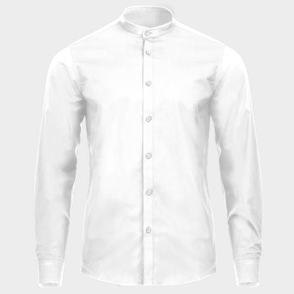 Ανδρικό πουκάμισο με γιακά Mandarin VELILLA WHITE - 1