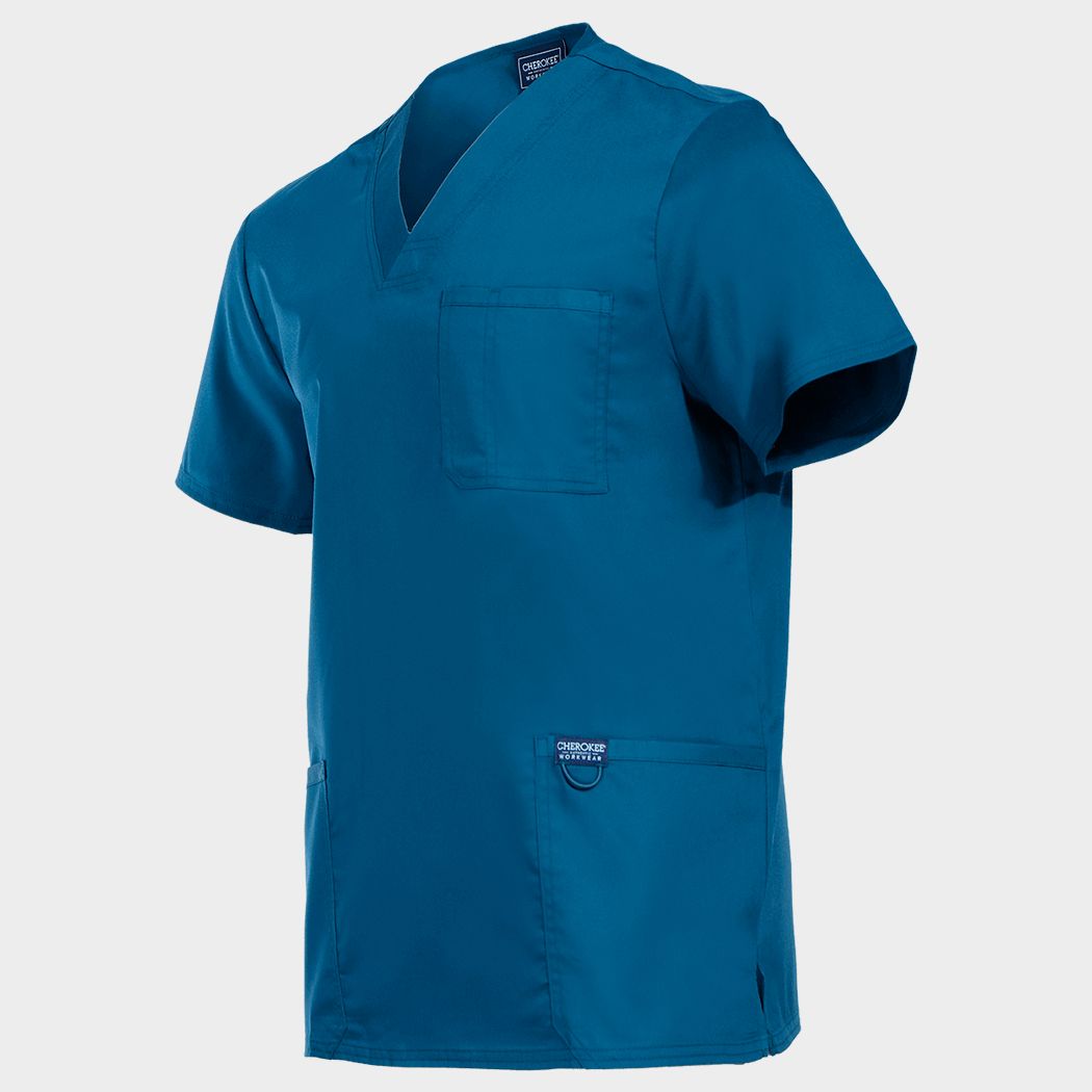 Tunică medicală de bărbat CHEROKEE V-NECK CARIBBEAN BLUE WWE670 - 3