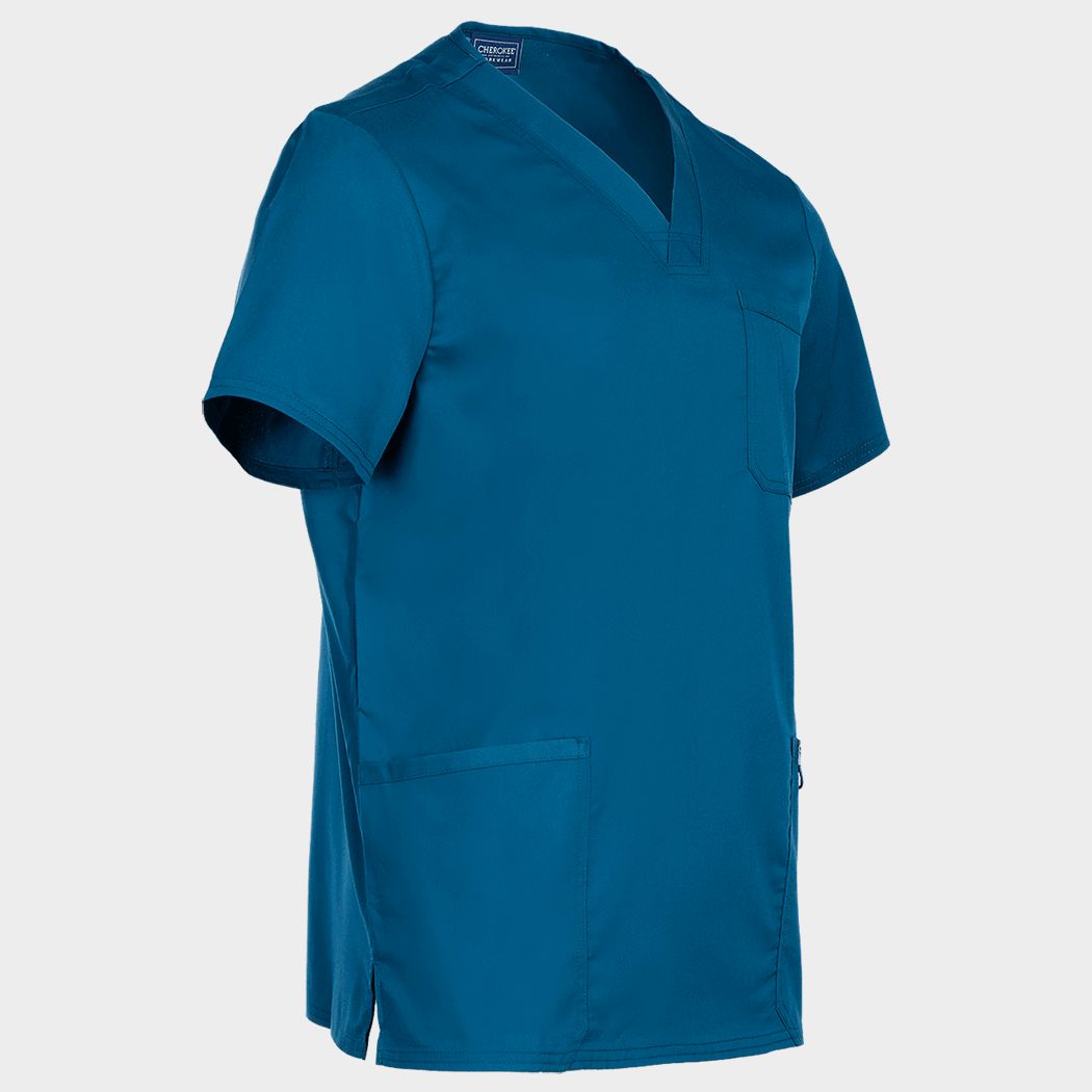 Tunică medicală de bărbat CHEROKEE V-NECK CARIBBEAN BLUE WWE670 - 5