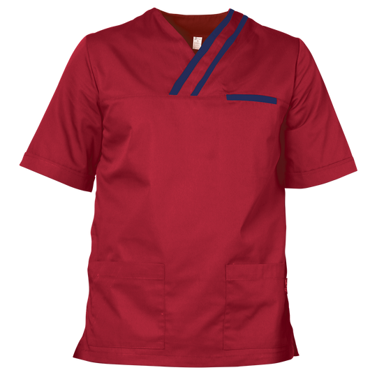 Men's medical tunic OLIVER DARK RED/NAVY