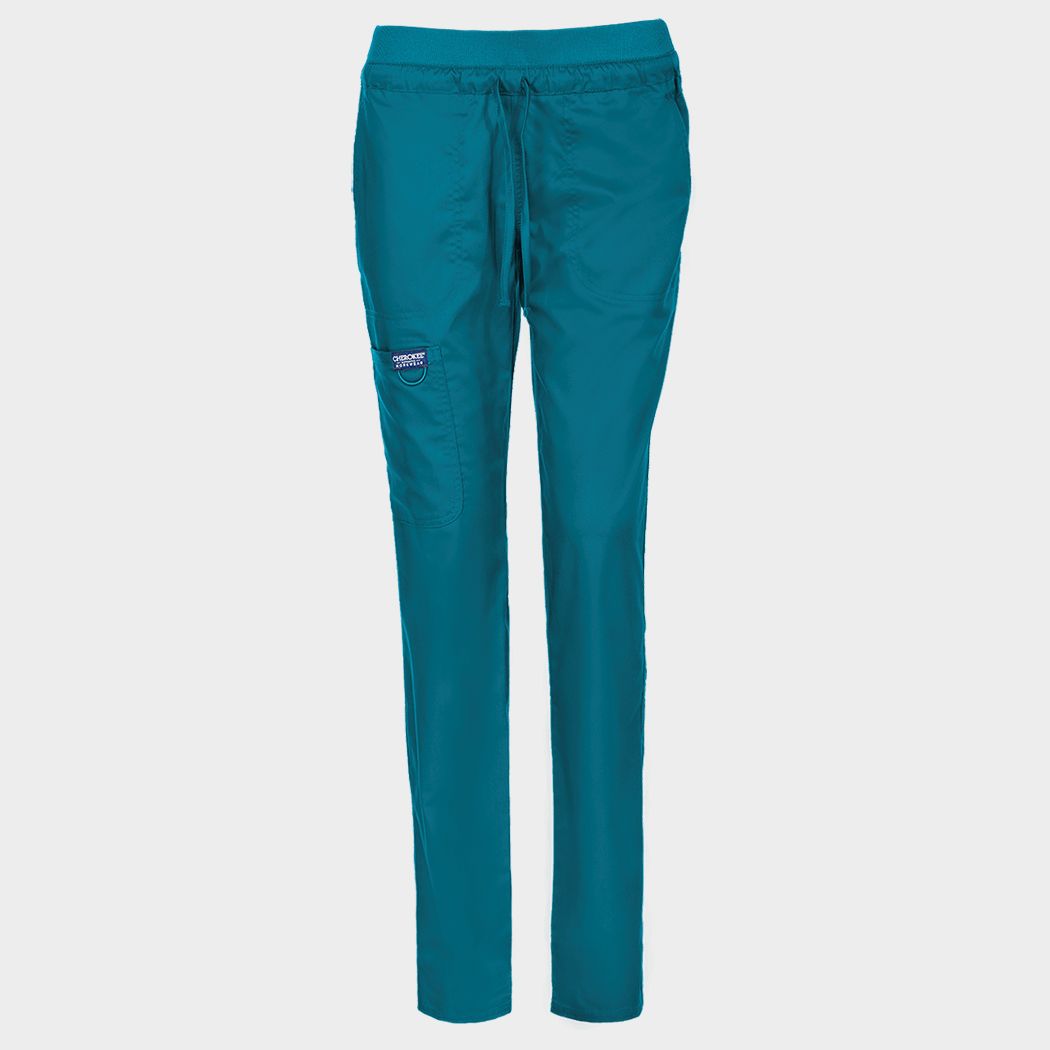 Pantaloni medicali de damă CHEROKEE MR TAPERED CARIBBEAN BLUE WWE105 - 1