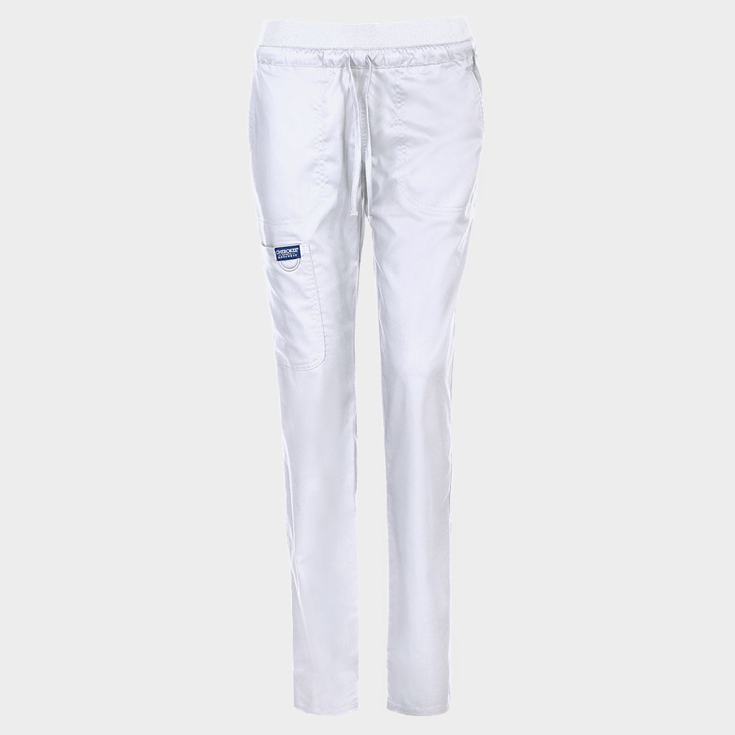 Pantaloni medicali de damă CHEROKEE MR TAPERED ALB WWE105 - 1