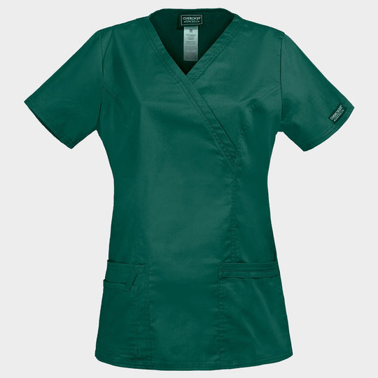 Tunică medicală pentru femei CHEROKEE WRAP NEGRU WWE4728 - 1
