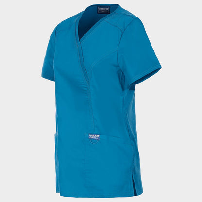 Women's medical tunic CHEROKEE WRAP CARIBBEAN BLUE WWE610 - 3