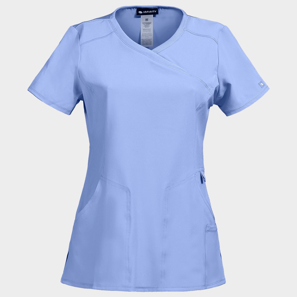 Women's medical tunic CHEROKEE WRAP LIGHT BLUE CKE2625A - 1