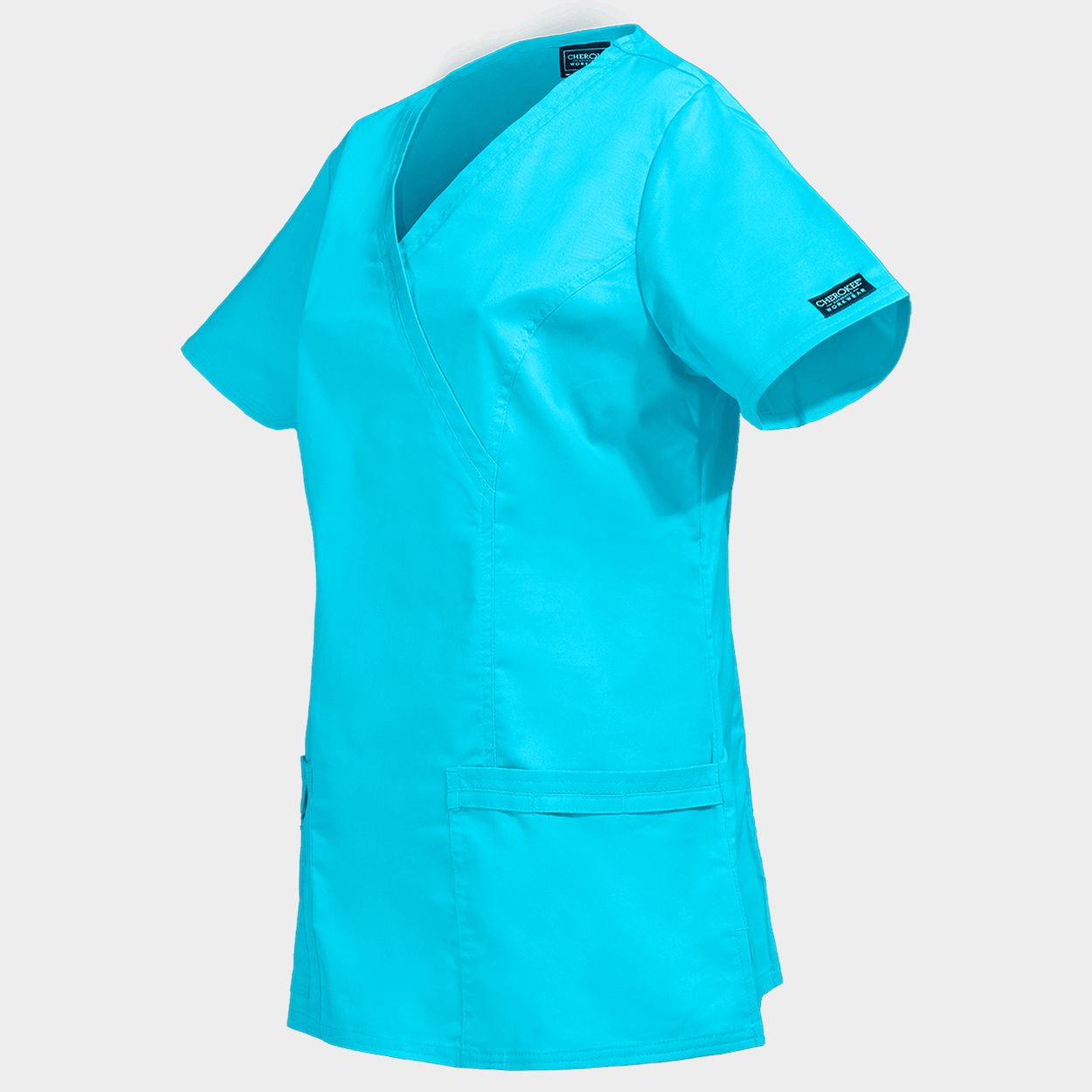 Women's medical tunic CHEROKEE WRAP TURQUOISE WWE4728 - 3