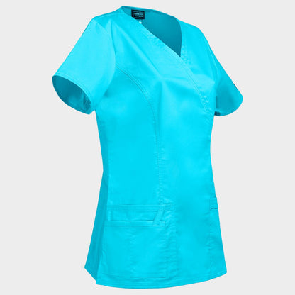 Women's medical tunic CHEROKEE WRAP TURQUOISE WWE4728 - 4