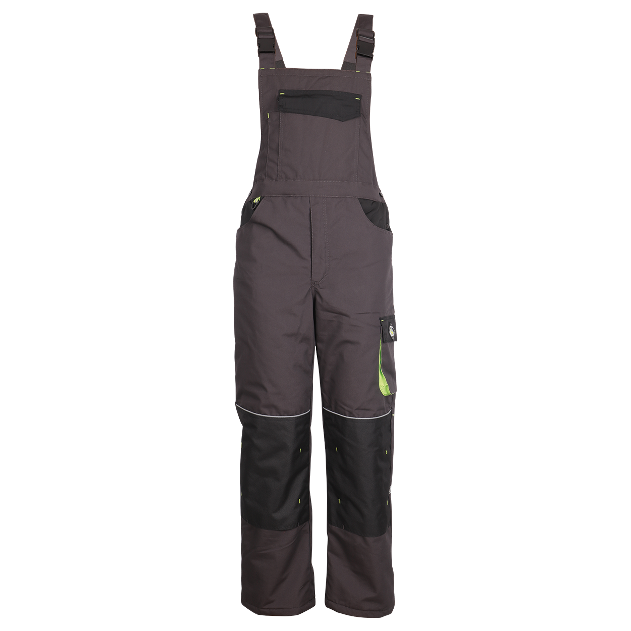 Work bib pants KASTOR T/C WINTER GREY/BLACK/GREEN - 1