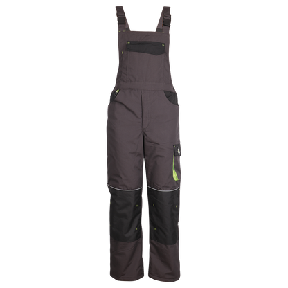 Work bib pants KASTOR T/C WINTER GREY/BLACK/GREEN - 1