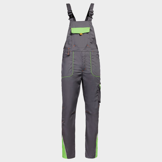 Pantaloni de salopete PRISMA LIGHT STRETCH GRI/VERDE - 1