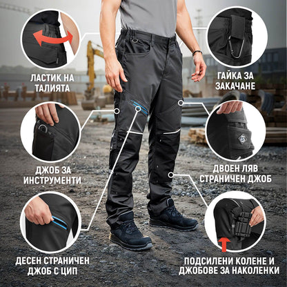 Pantaloni de lucru REVOLT 4STRETCH GREY/BLACK/PETROL - 3